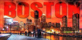 Boston City with Text 1 Stock Image