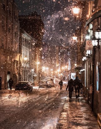 Bad Winter Weather in City Street 1 Stock Image