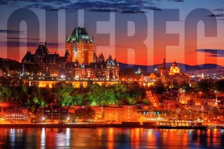 Quebec Frontenac Castle Montage with Text 02 Stock Image