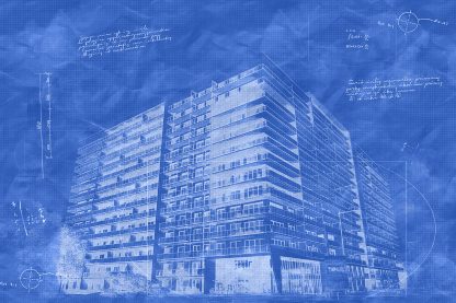 Large Condominium Building Sketch Blueprint Image
