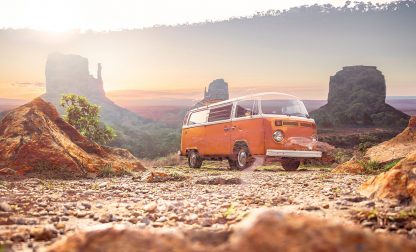 Vintage VW Camper Van Road Trip 01 Stock Image
