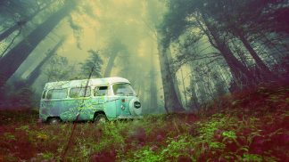 Vintage VW Camper Van Road Trip 03 Stock Image