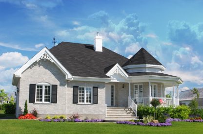 Beautiful One-Story Bungalow Home Stock Image