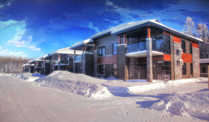 Nordic Village Condominium Resort in Winter Stock Image
