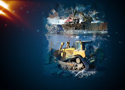 Bulldozer at Work Art Background with Copy Space - Just Creative Royalty-Free Stock Imagery at Budget Prices