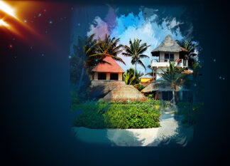 Caribbean Home Art Background with Copy Space - Just Creative Royalty-Free Stock Imagery at Budget Prices