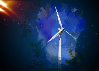 Windmill Green Energy Art Background with Copy Space - Just Creative Royalty-Free Stock Imagery at Budget Prices