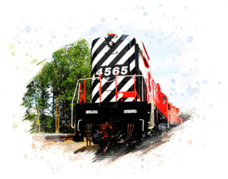 Frontal Red Locomotive on White Background - Just Creative Royalty-Free Stock Imagery at Budget Prices