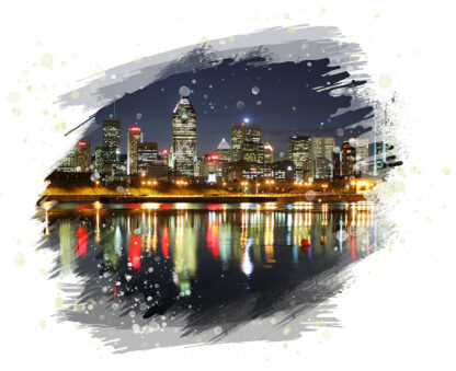 Montreal Cityscape at Night on White Background - Just Creative Royalty-Free Stock Imagery at Budget Prices
