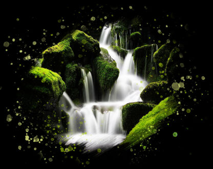 Small Waterfall in Rocks on Black Background - Just Creative Royalty-Free Stock Imagery at Budget Prices
