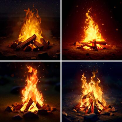 AI Campfire at Night Images