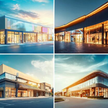 AI Modern Strip Mall Building Images