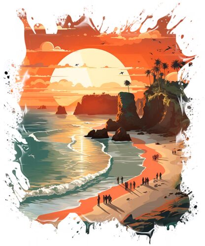 Beach Landscape at Sunset Artwork Image