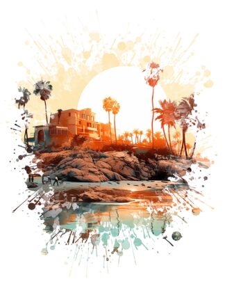 Private Island at Sunset Artwork Image