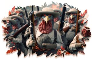 Turkeys dressed as Soldiers Angry at Thanksgiving